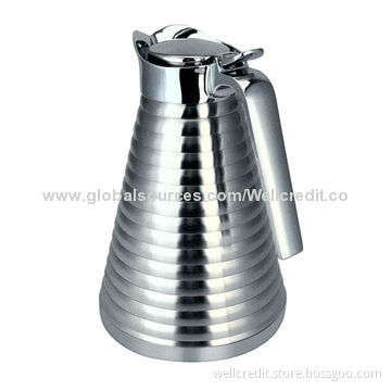 Double-walled stainless steel vacuum coffee pot